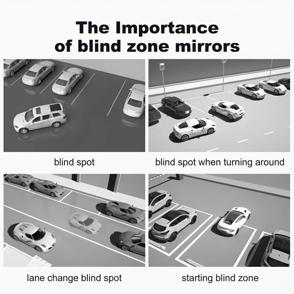 Blind Spot Adjustable Frameless Rearview Mirror Set