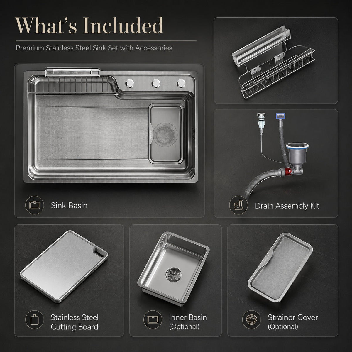 Kyoto Japanese Stainless Steel Workstation Kitchen Sink
